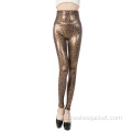 Hot Sales Leopard Print Tight Läderbyxor Dam